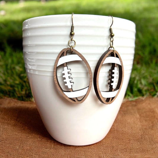 Hand-Painted Dangle Football Earrings