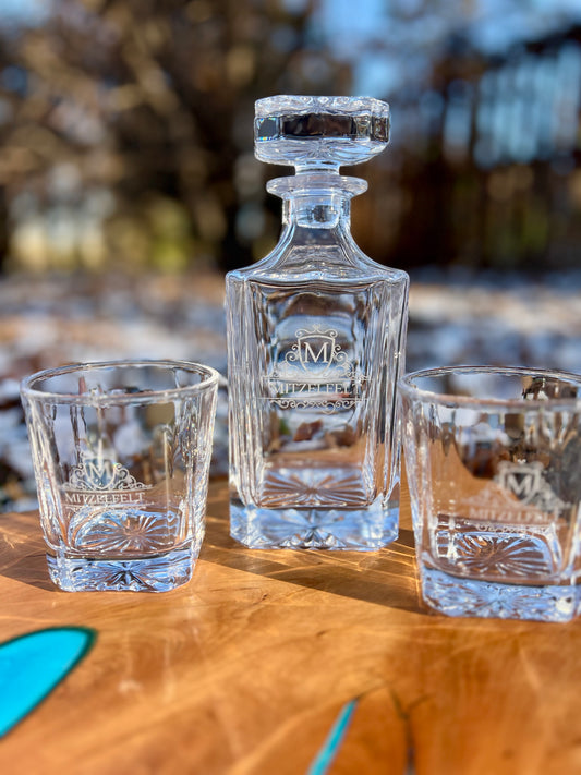 Personalized Whiskey Decanter Set with 4 Glasses