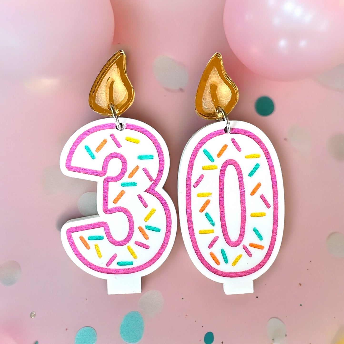 Numbered Birthday Candle Earrings