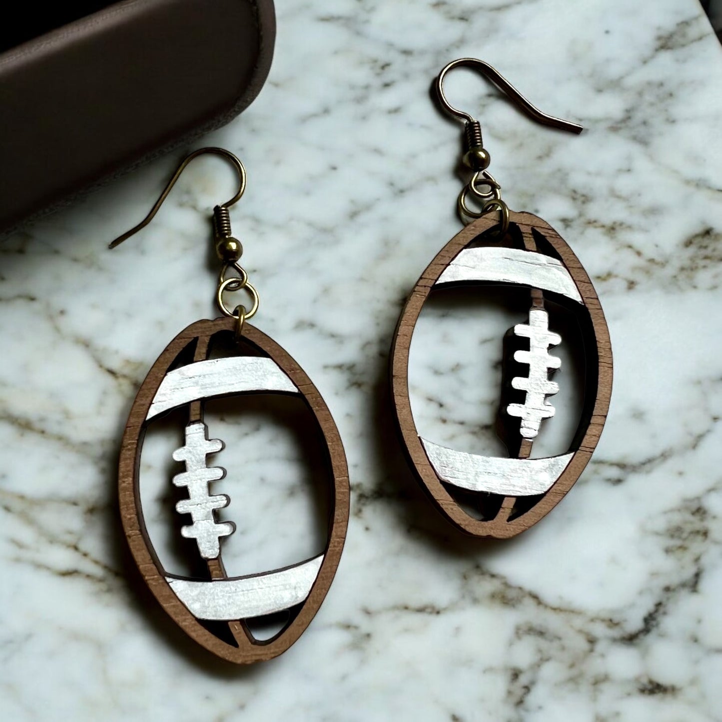 Hand-Painted Dangle Football Earrings