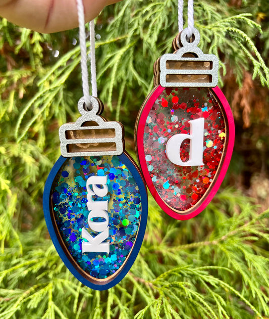 Personalized Christmas Light Shaker Ornament