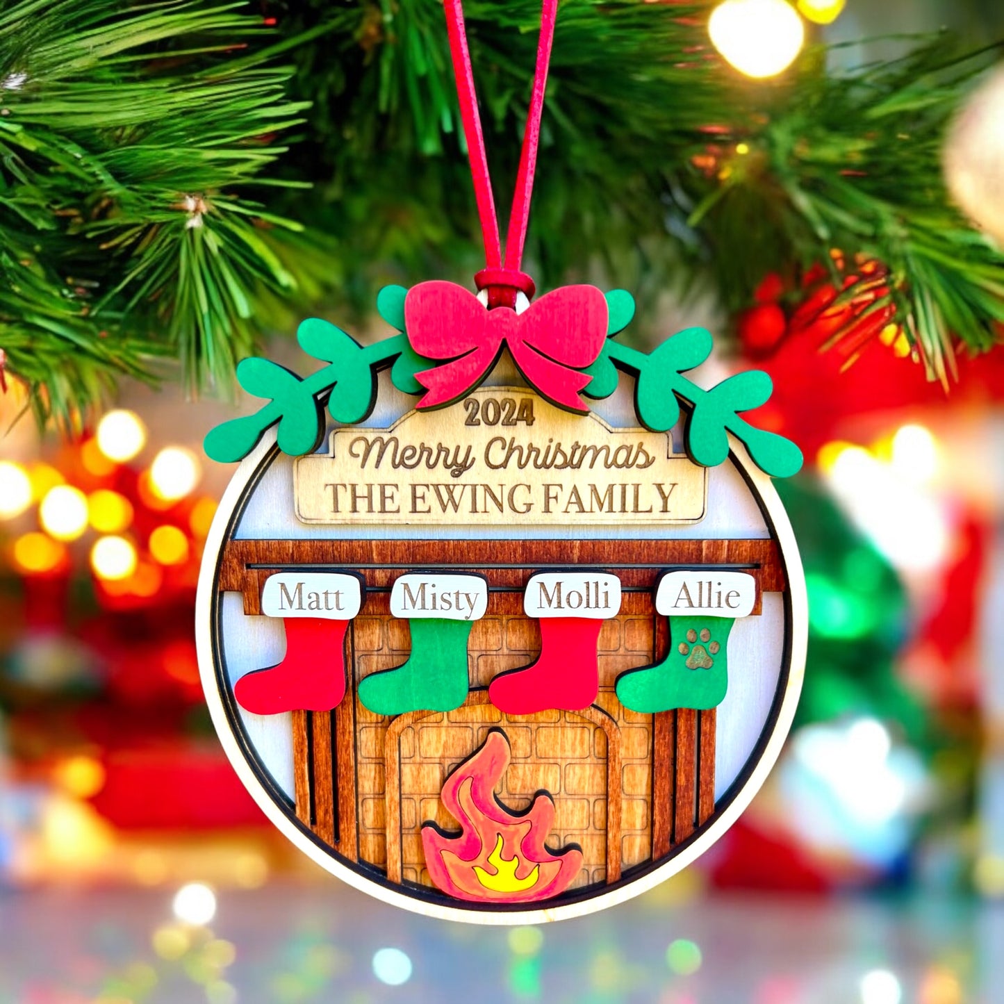 Family Fireplace Ornament