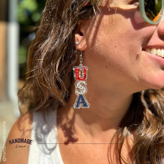 Patriotic USA Sparkle Earrings