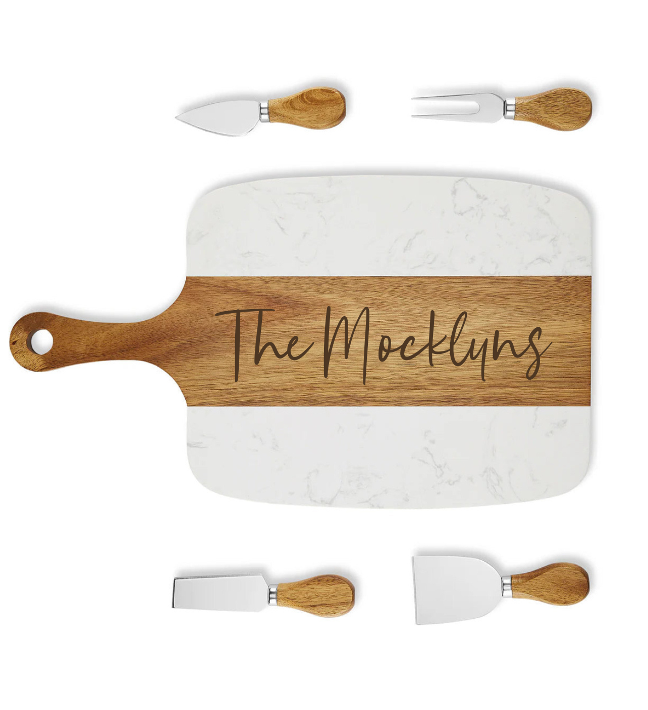 Marble and Acacia Charcuterie Set