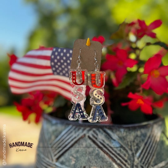 Patriotic USA Sparkle Earrings