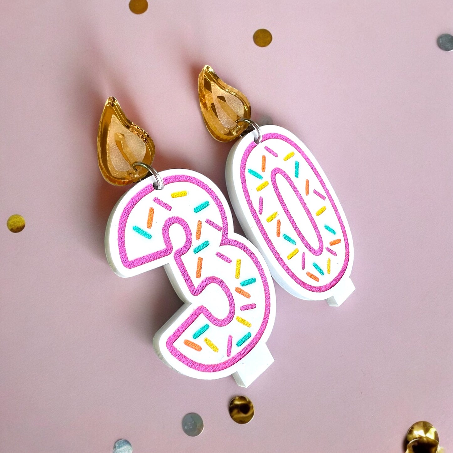 Numbered Birthday Candle Earrings