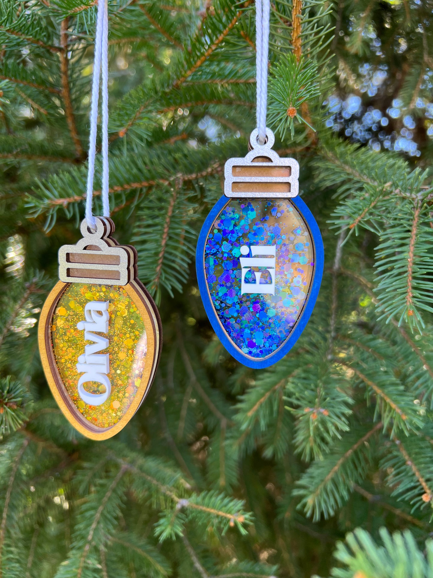 Personalized Christmas Light Shaker Ornament