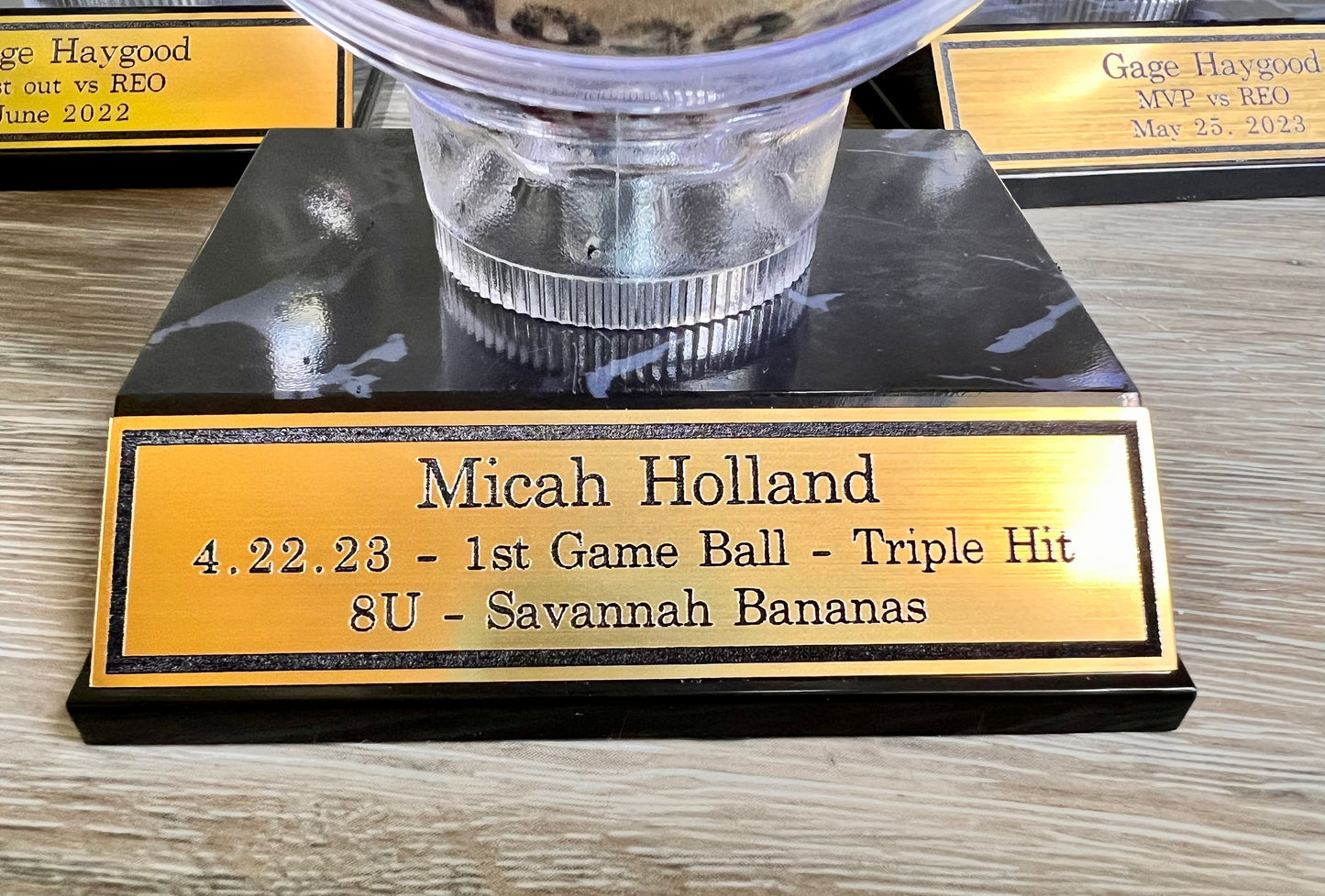 Baseball Trophy Display Stand with Custom Engraving