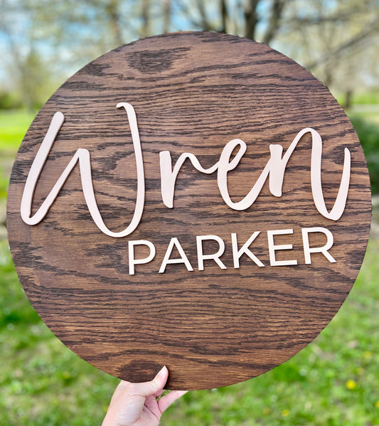 3D Custom Round Name Sign