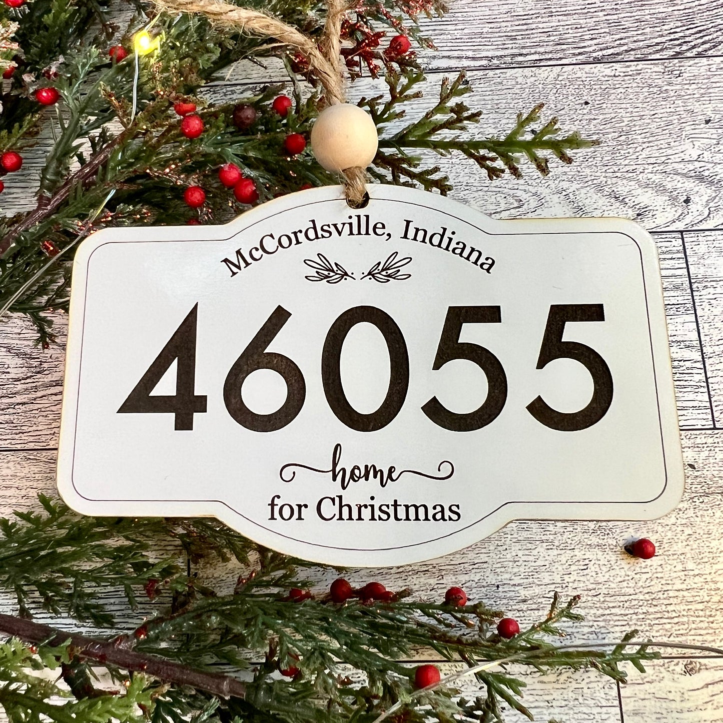 Zip Code, City/State, Home for Christmas, Ornament - Personalized